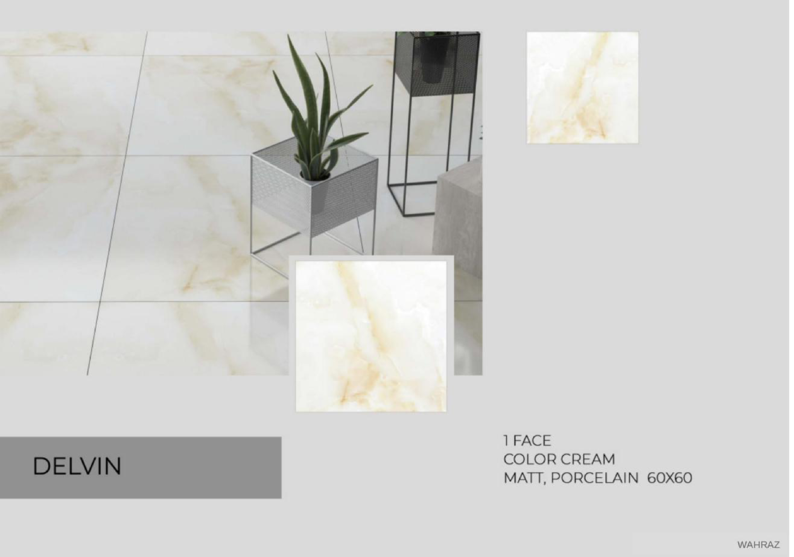 Cream Marble Porcelain Tile 60×60 – DELVIN Matt | Wahraz
