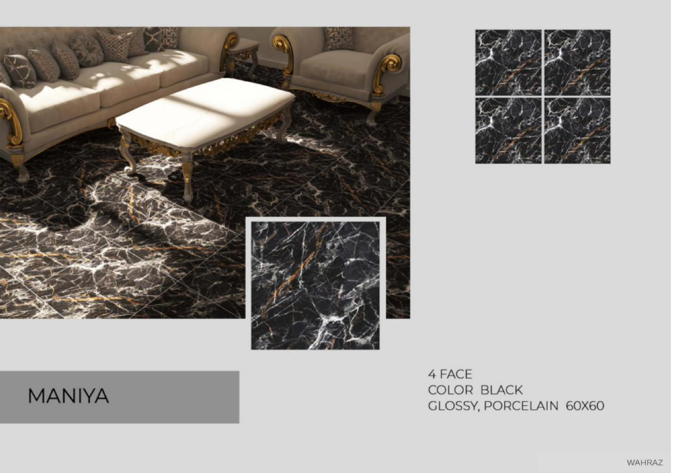 MANIYA 60×60 Glossy Porcelain Tile | Wahraz